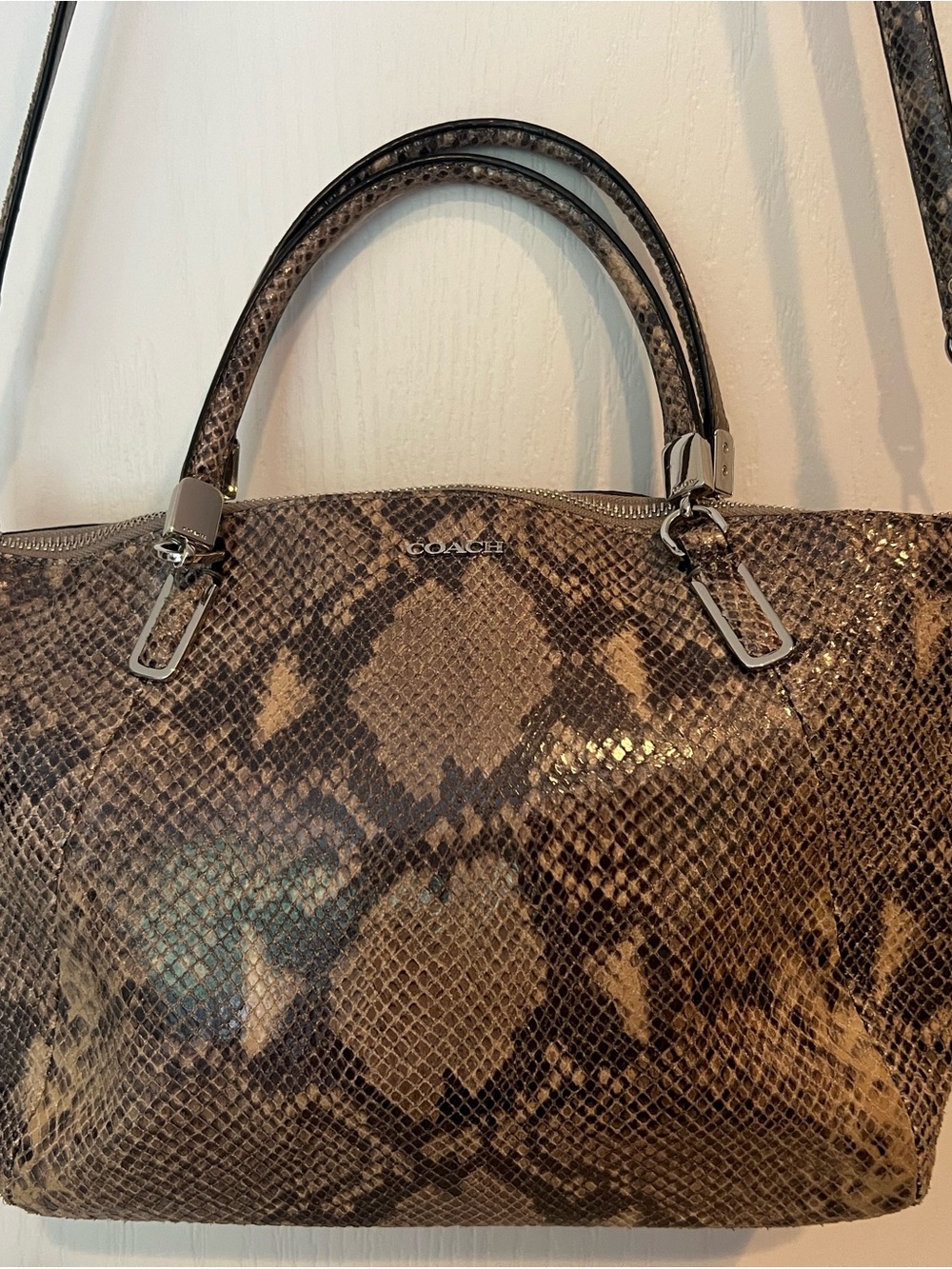 COACH Kelsey Satchel Snake-Embossed Leather